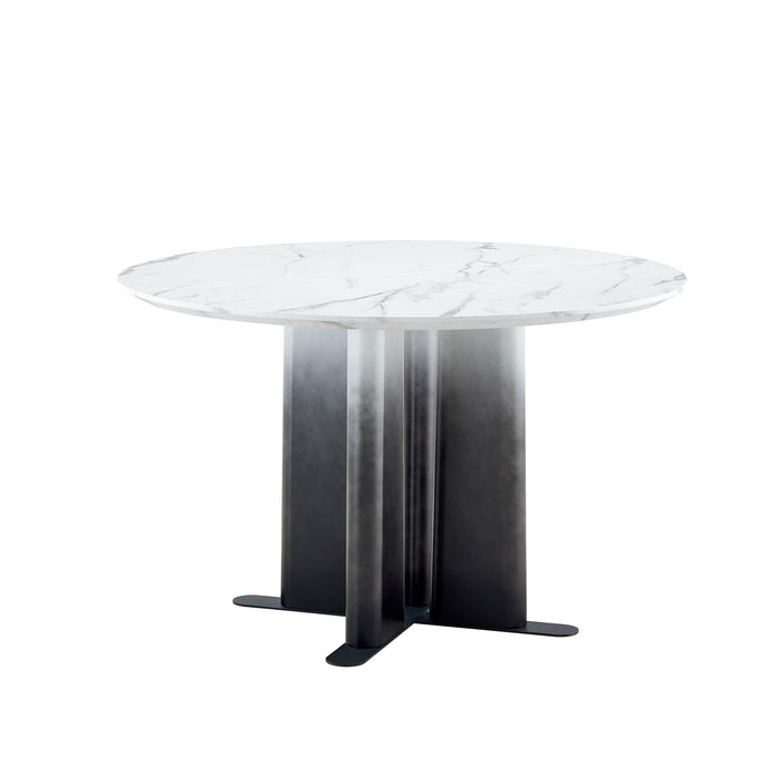 Round Dining Table With Cross Base, Modern Home Furniture