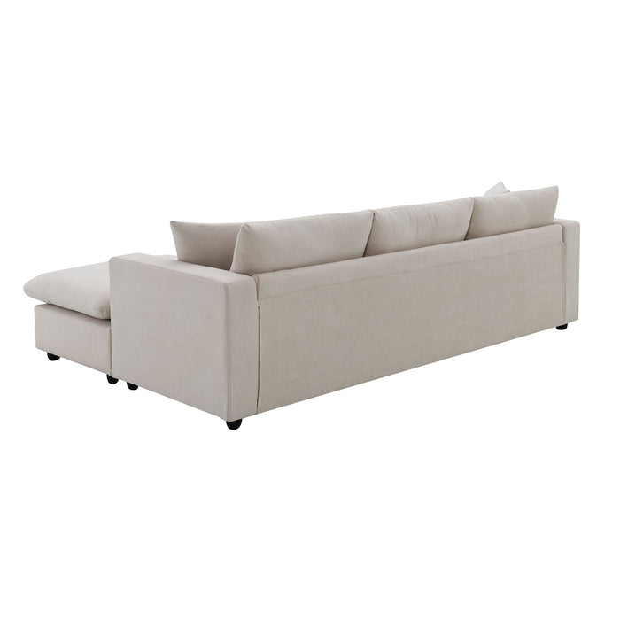 Modern Sectional Sofa With Throw Pillows, Cloud L Shaped Couch Set With Wide 4 Seat Comfy Couch Set With Movable Ottoman