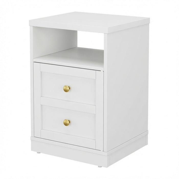 Nightstand With Door & Shelf, 2 Drawer Side Table