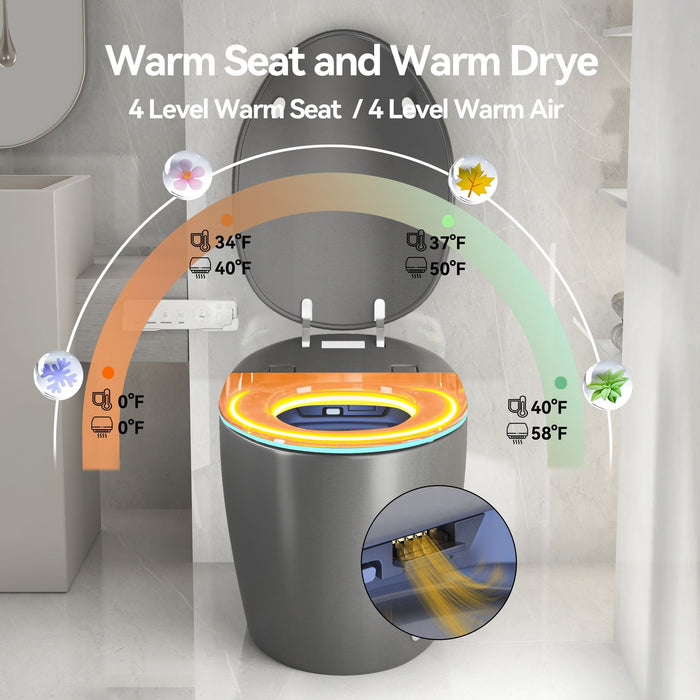 Unique Smart Toile With Built In Bidet, Auto Open / Close Seat, Foot Sensor, LED Display, Night Light, Warm Water & Dryer Ceramic