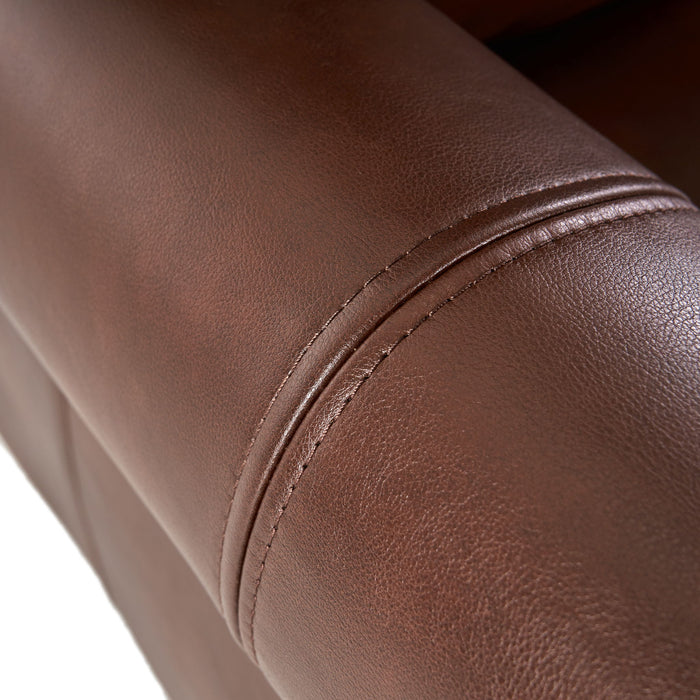 Neville - Recliner Chair With Push Back Function And Birch Wood Legs - Brown