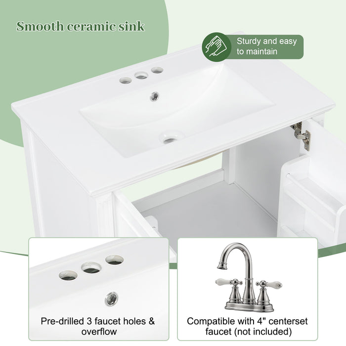 Freestanding Vanity With 1 Drawer & 2 Soft Close Doors With Door Mounted Storage