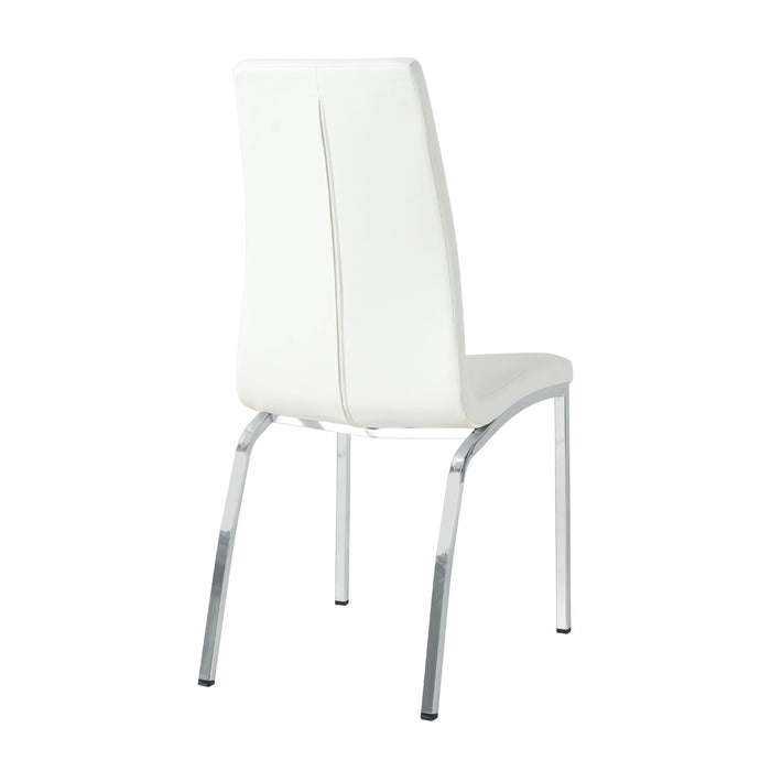 Modern Upholstered Dining Chair (Set of 4) With Electroplated Metal Legs - White