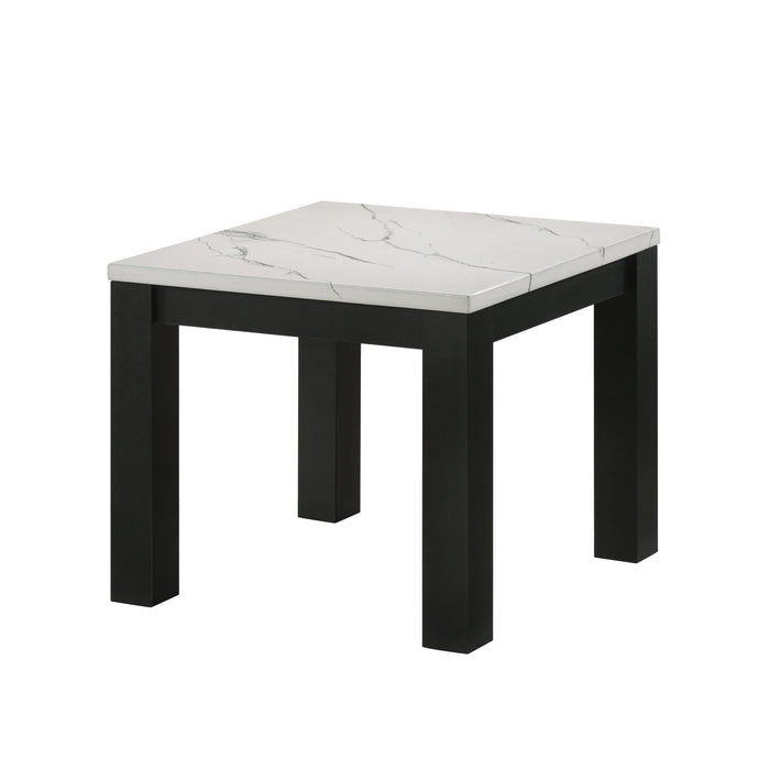 Modern 3 Piece Living Room Table Set With Faux Marble Top Wooden - Black / White