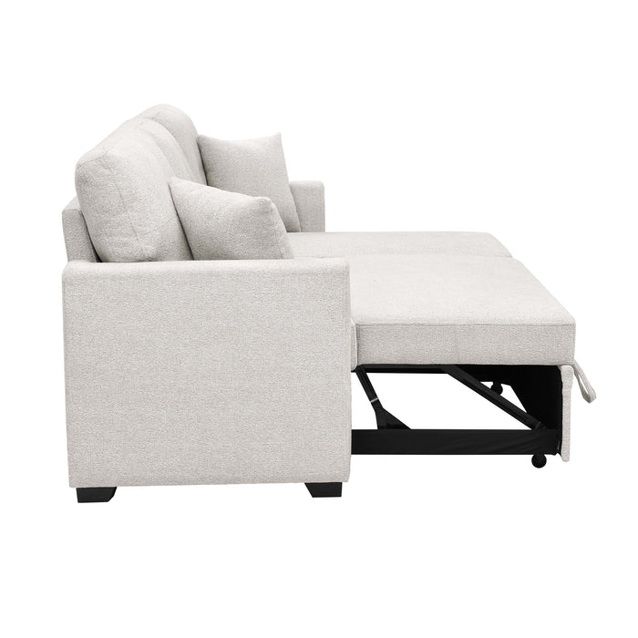 Upholstered Sectional & Pull Out Bed And Chaise Storage - Beige
