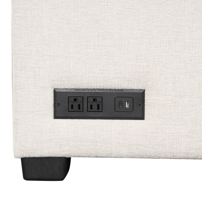 U-Shaped Sectional Sofa Pull Out Sofa Bed With Two USB Ports, Two Power Sockets, Three Back Pillows And A Storage Chaise For Living Room