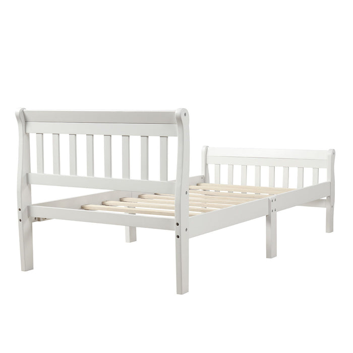 Platform Bed, Mattress Foundation Sleigh Bed With Headboard, Footboard, Slat Support