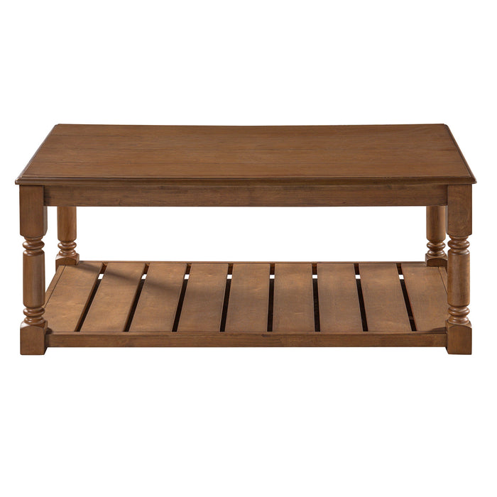 Coffee Table With Slatted Lower Shelf For Living Room