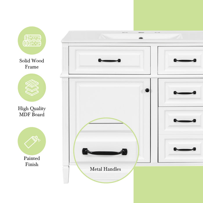 Modern Bathroom Vanity With Sink Top, Flip Drawer Design