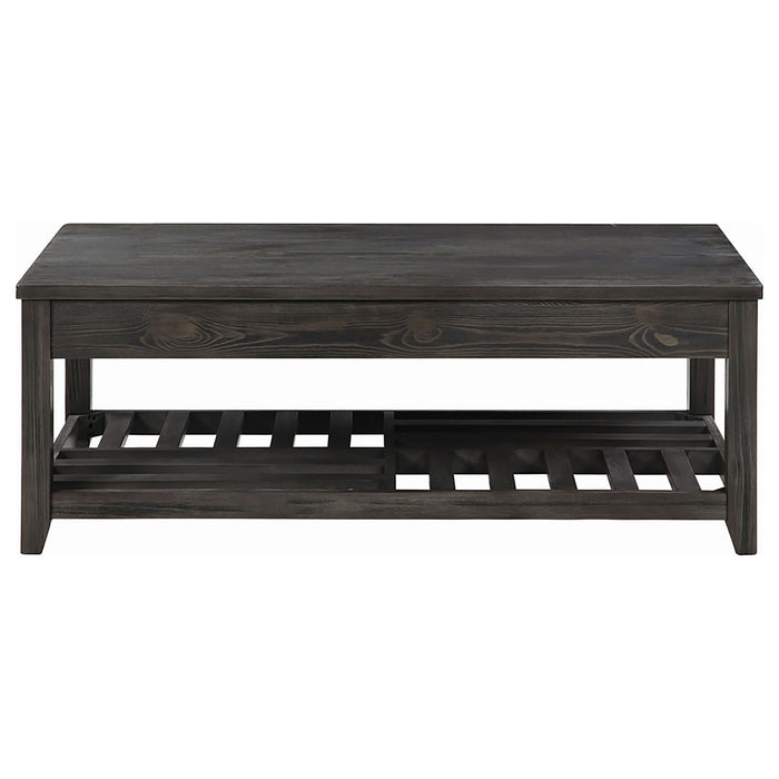 Lift Top Coffee Table With Geometric Bottom Shelf - Gray