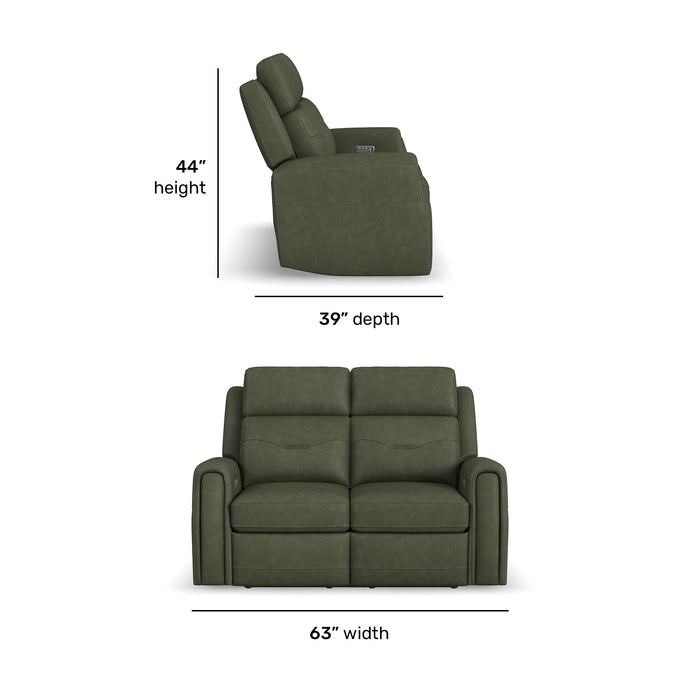 Felix - Power Reclining Loveseat With Console, Power Headrest, Lumbar, Heat & Massage