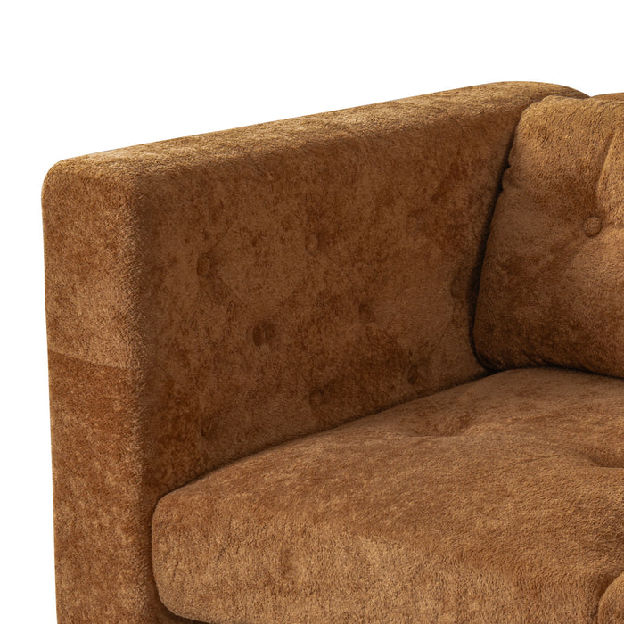 3 Seater Sofa With Square Arms, Tufted Pillow Back For Living Room