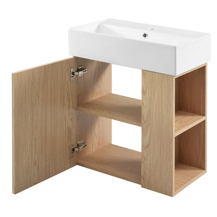 Modern Floating Bathroom Vanity With Ceramic Basin Perfect For Small Bathrooms