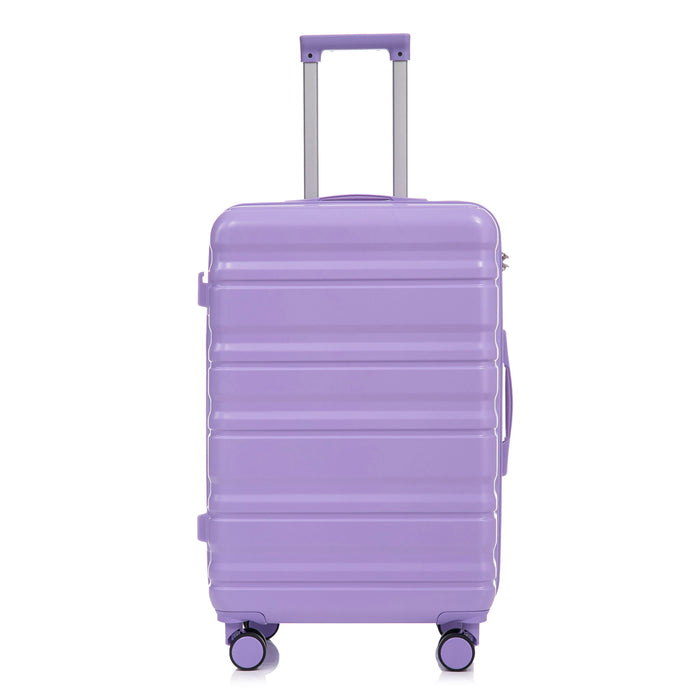 3 Piece 20" / 24" / 28" Spinner Luggage Set & Combination Lock, Durable Hard Shell With 360° Silent Wheels - Blue / Purple