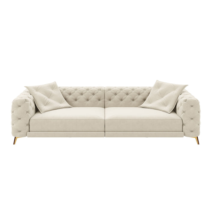 3 In 1 Convertible Sleeper, Deep Seat Pull Out Sofa Bed, Button Tufted