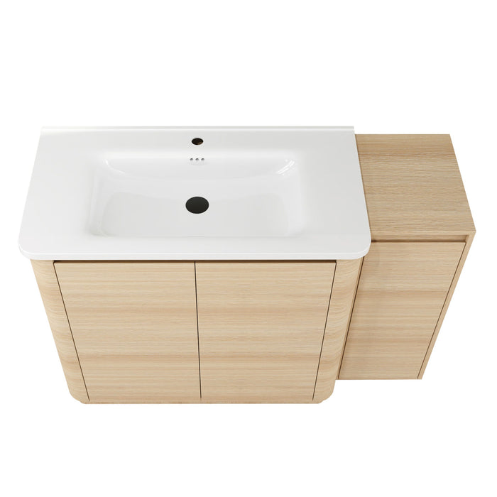 Freestanding Bathroom Vanity With Sink, 1 Small Storage Cabinet, Soft Close Door