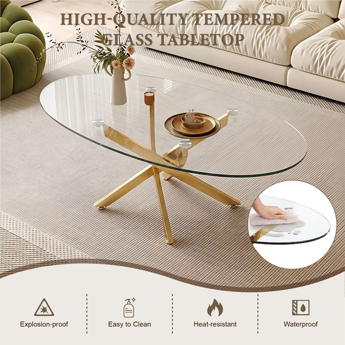 Oval Coffee Table For Living Room - Gold