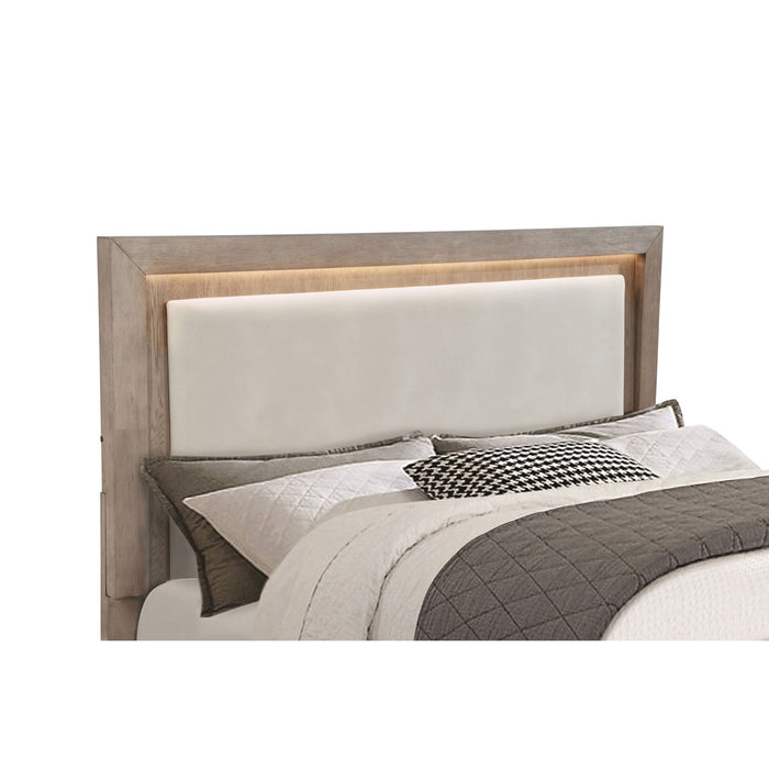 Gibbons - Barley California King LED Storage Bed With Upholstered Headboard And Built In Lighting - Brown