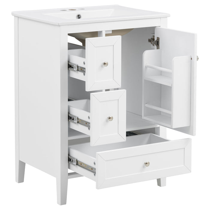 Modern Bathroom Vanity With Sink, Soft Close Drawers & Door, Storage Rack