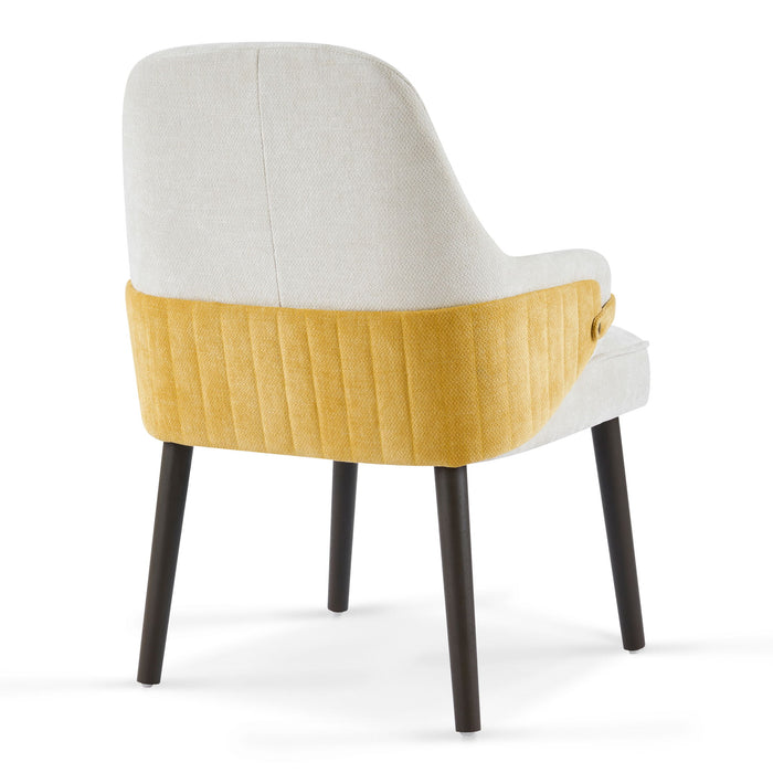 Indoor Dining Chair (Set of 2) With Sturdy Frame - Beige / Yellow