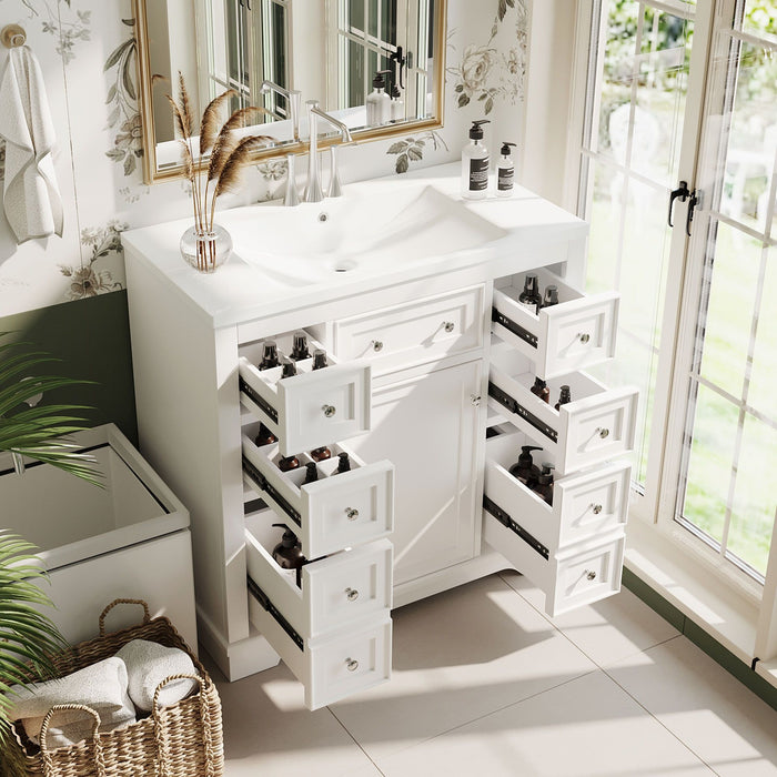 Modern Bathroom Vanity With Sink Combo, 6 Drawers And 1 Cabinet