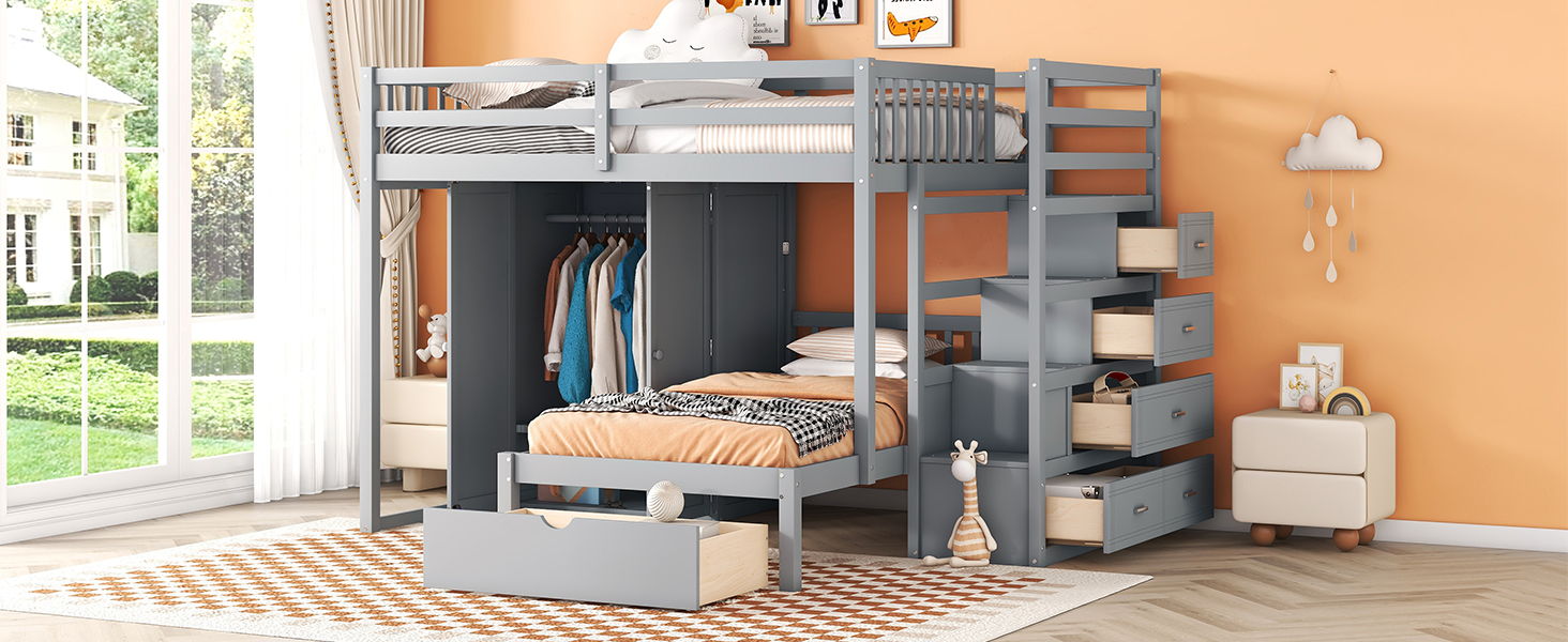 Bunk Bed With Wardrobe, Drawers