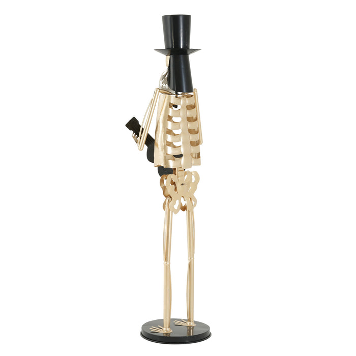 Skeleton Musician Statue, For Halloween Indoor Outdoor Party Display - Gold