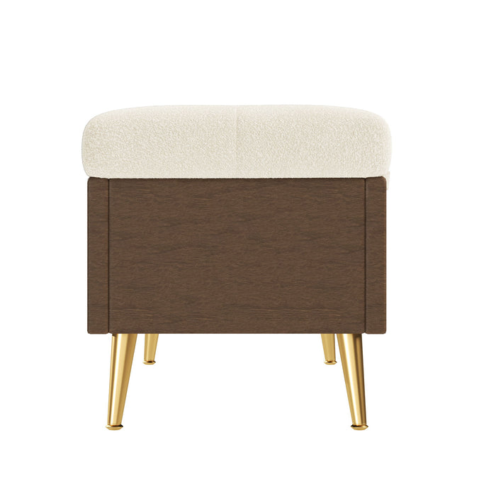 Modern Tufted Storage Ottoman Bench With Metal Legs