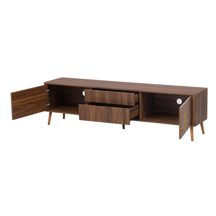TV Stand With 2 Drawers, Media Console Table For TVs Up To 80'' For Living Room - Walnut