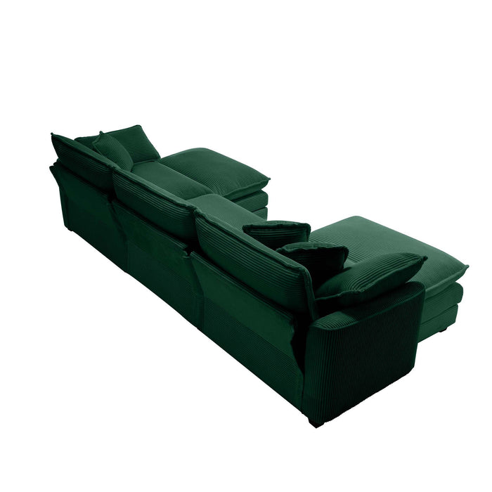 Modern Modular Cushion Sofa With Ottoman, Low Back, Deep Seating Sofa Set