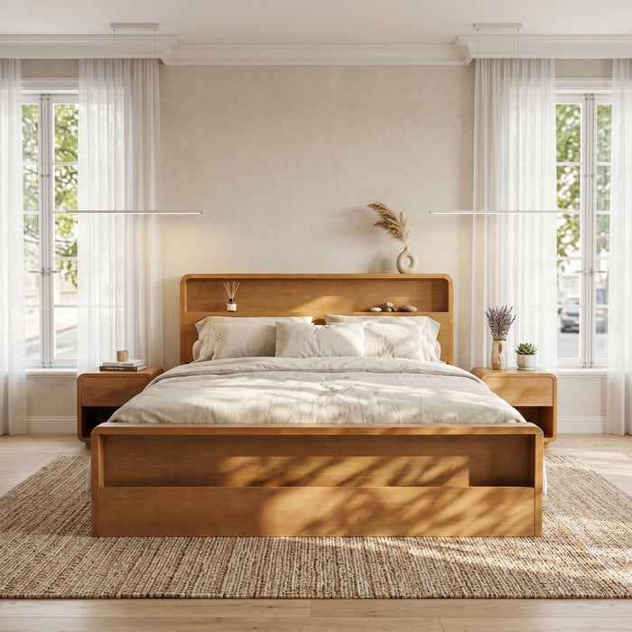 Bed Frame With Dual Open Storage Headboard And Footboard