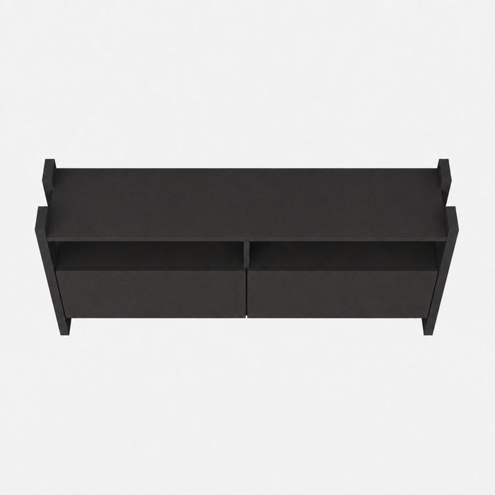 TV Stand For TVs Up To 55" With Open Shelves And 2 Drawers - Carbon Gray