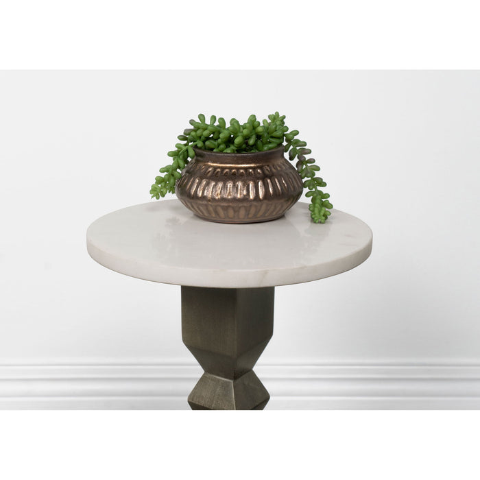 Selena - Round Side Table - White / Gray