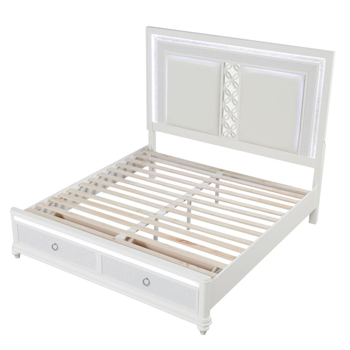 Abigale - Bed & LED Lighting And 2 Drawer Storage Footboard
