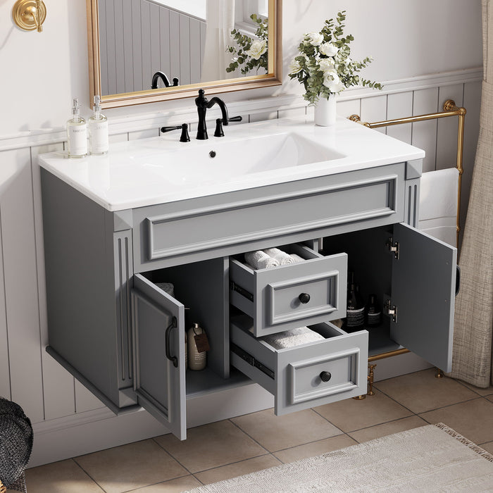 French Simple Style Wall Mounted Bathroom Cabinet With Sink