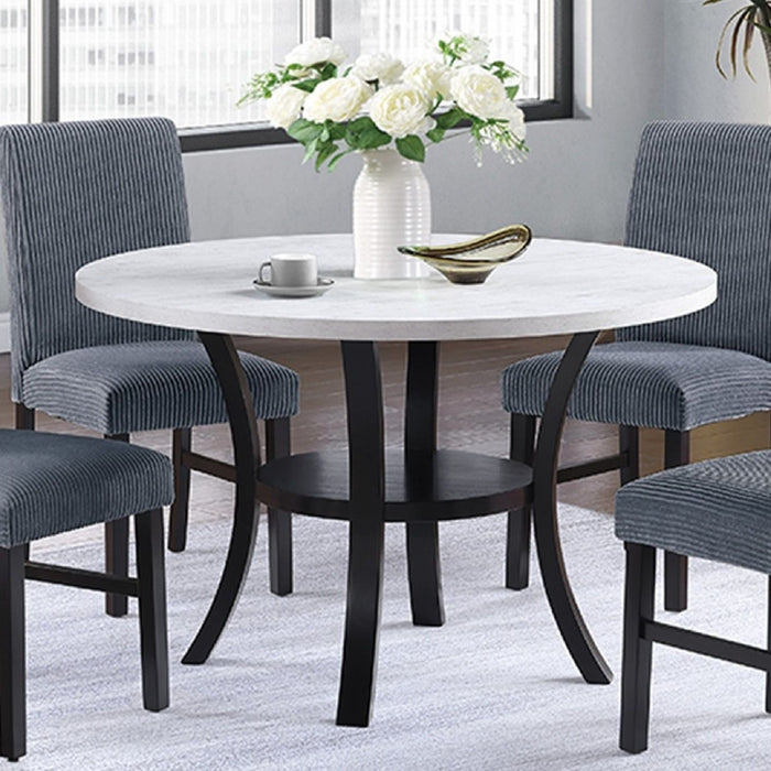 Elegant 5 Piece Dining Set Dark Chairs Top Table With Lower Shelf Kitchen Dining Room