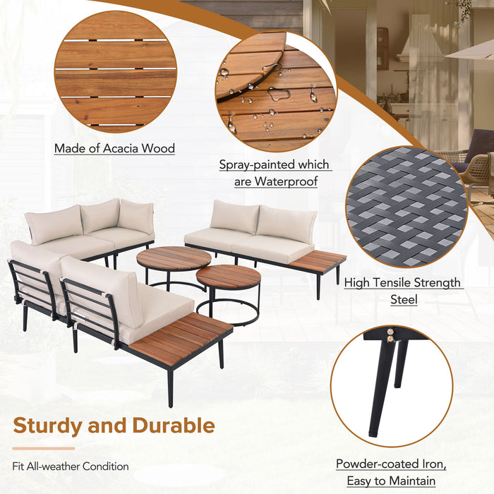 Modern Outdoor Sectional Sofa Set With Nesting Coffee Tables