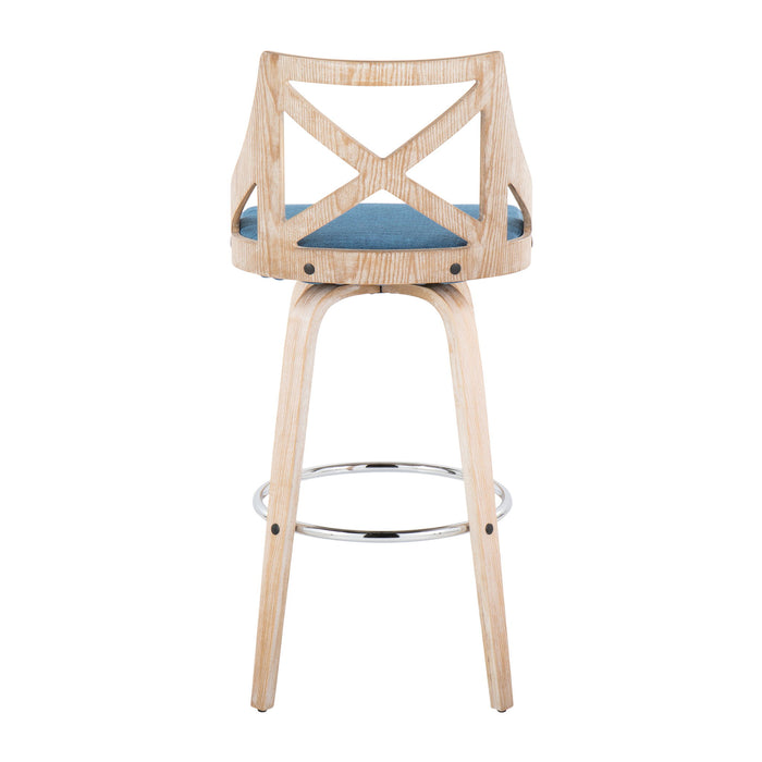 Charlotte - Farmhouse Fixed Height Bar Stool With Swivel And Round Footrest (Set of 2)