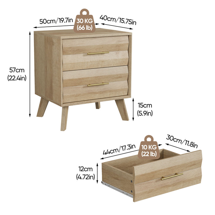 Medieval Double Drawer Bedside Table