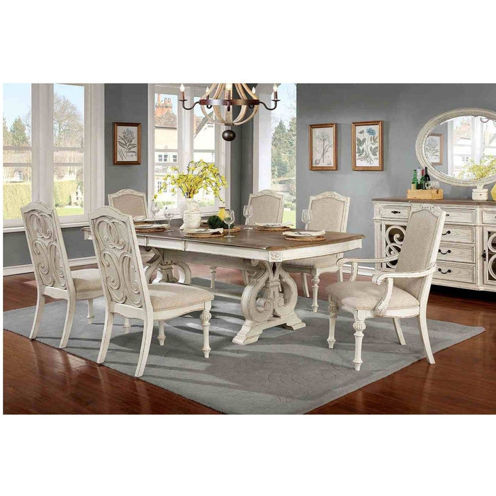 Rustic Dining Set With Table And Upholstered Chairs