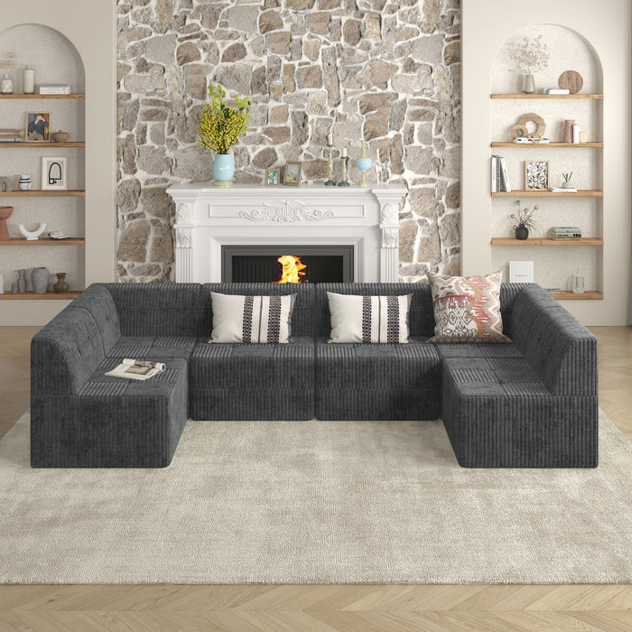 Modern Minimalist Corduroy Corner Sofa Sleeper