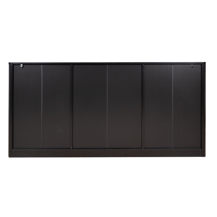 Large Fluted Buffet Sideboard, Wine Bar Storage Cabinet With 6 Doors & 2 Drawers