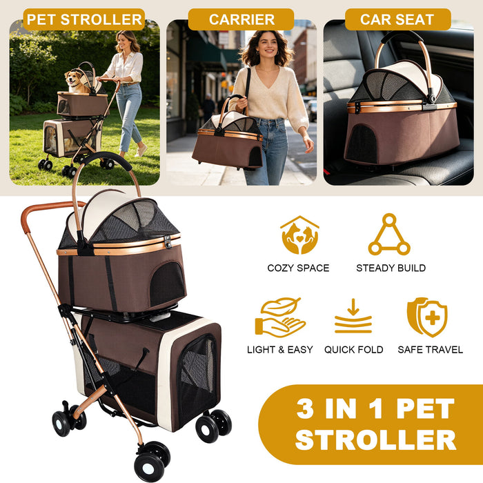 Double Pet Stroller For Dogs And Cats