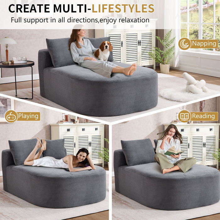 Oversized Chaise Lounge Sofa Bed With Deep Seat And Soft Pillows