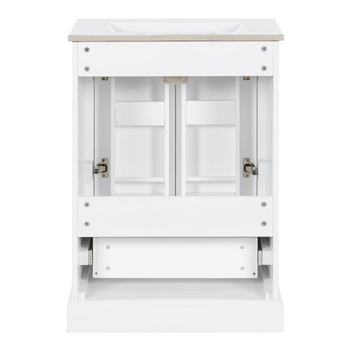 Bathroom Vanity With Sink, 1 Divided Drawer And 2 Soft Close Doors With Double Shelf