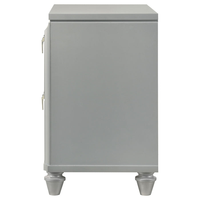 Delacroix - 2 Drawer Nightstand With Felt Lined Top Drawer - Silver