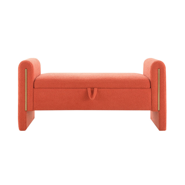 Modern Teddy Upholstered Large Bed End Bench With Arms And Storage