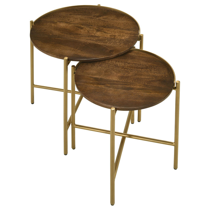 Genevieve - 2 Piece Round Nesting Table - Gold