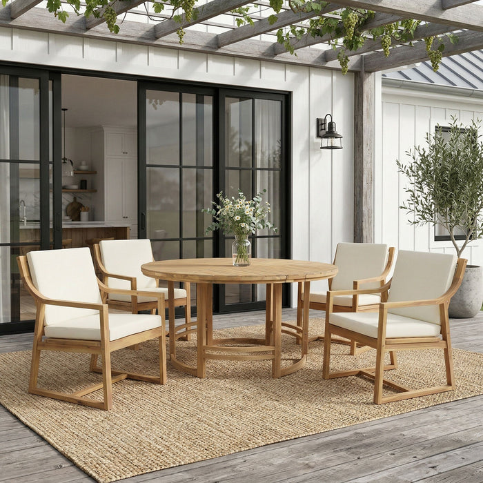 5 Piece Outdoor Dining Set, Patio Table And Chairs With Umbrella Hole