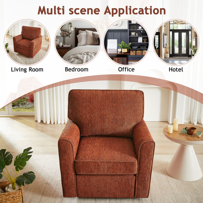 360° Swivel Accent Barrel Armchair With Side Pockets, Compact Design